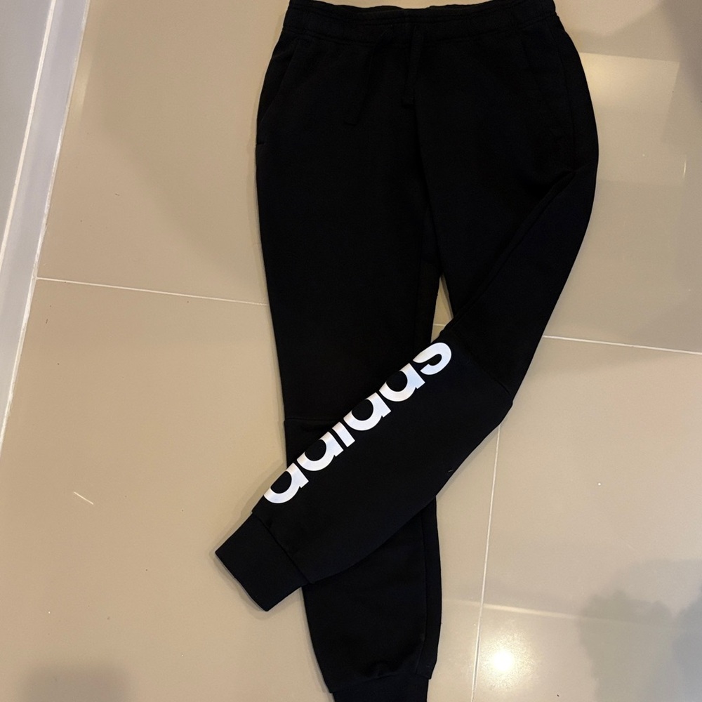 Adidas Women’s Black Sweatpants with White Logo XS